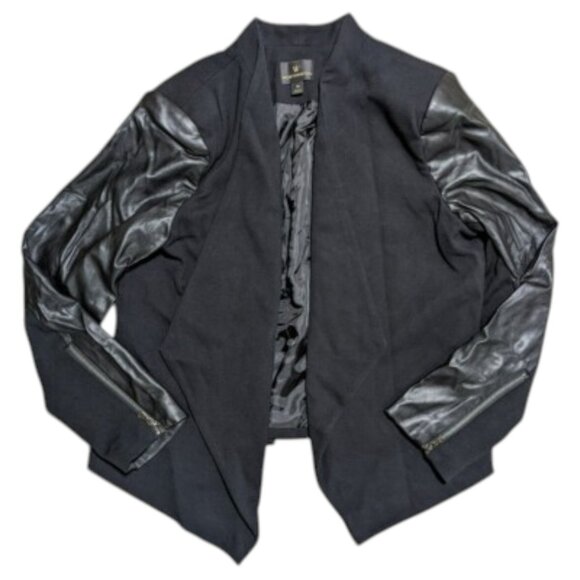 WORTHINGTON | Two-Tone Black Faux Leather Business Casual Blazer - Picture 2 of 12